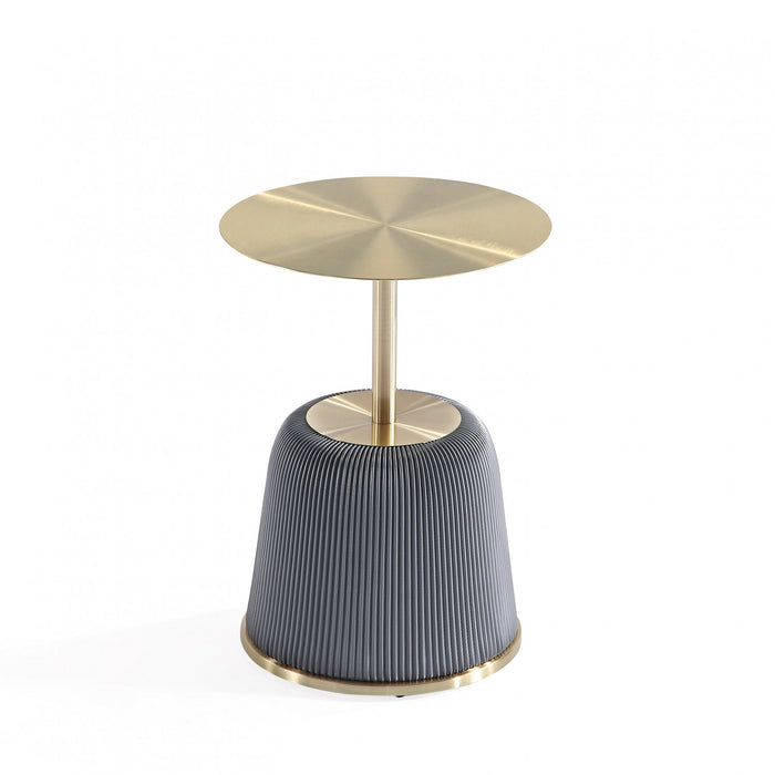 Anderson Modern Metal Top Upholstered End Table in Gray