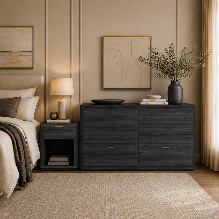 Evelyn Modern 60\" Dresser in Charcoal Gray (6-Drawer)