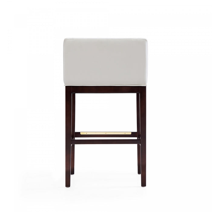 Kingsley Mid-Century Modern Wood Upholstered Barstool in Ivory - Set of 2
