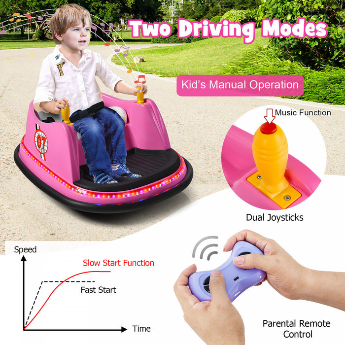 12v Vehicle 360¡a Spin Race Toy Kids Ride On Bumper Car W/ Remote Control Pink