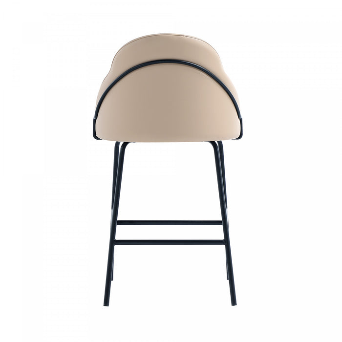 Gracie Modern Metal Upholstered Counter Stool in Tan and Black Bar Stool
