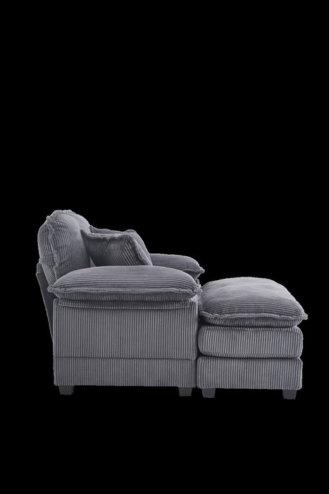 Liam 46.9\" Modern indoor corduroy sofa with 2 soft cushions ,Grey Sofa