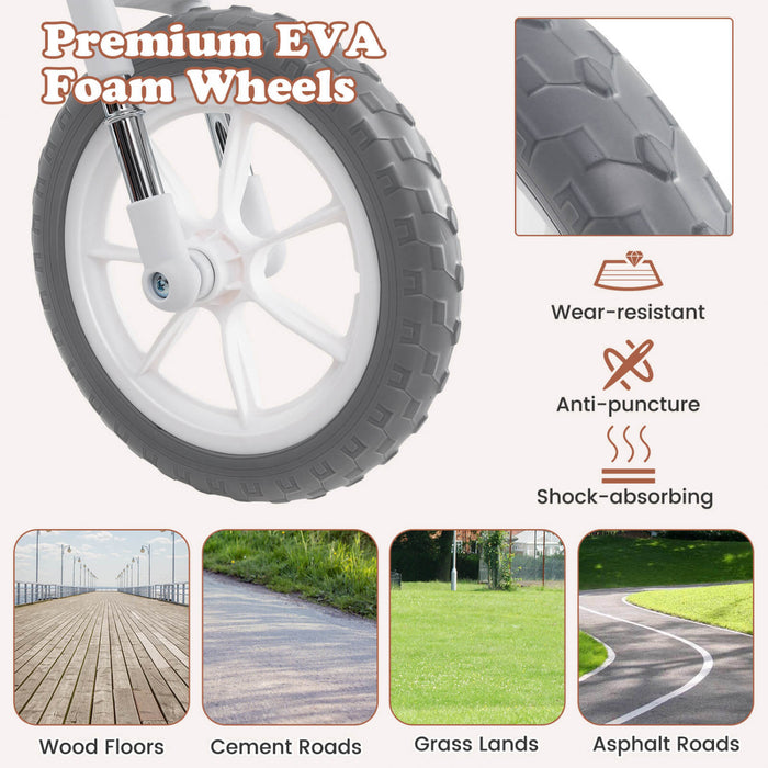 Honeyjoy 12\" Balance Bike 2 Wheels Children's Bicycle With Adjustable Seat White