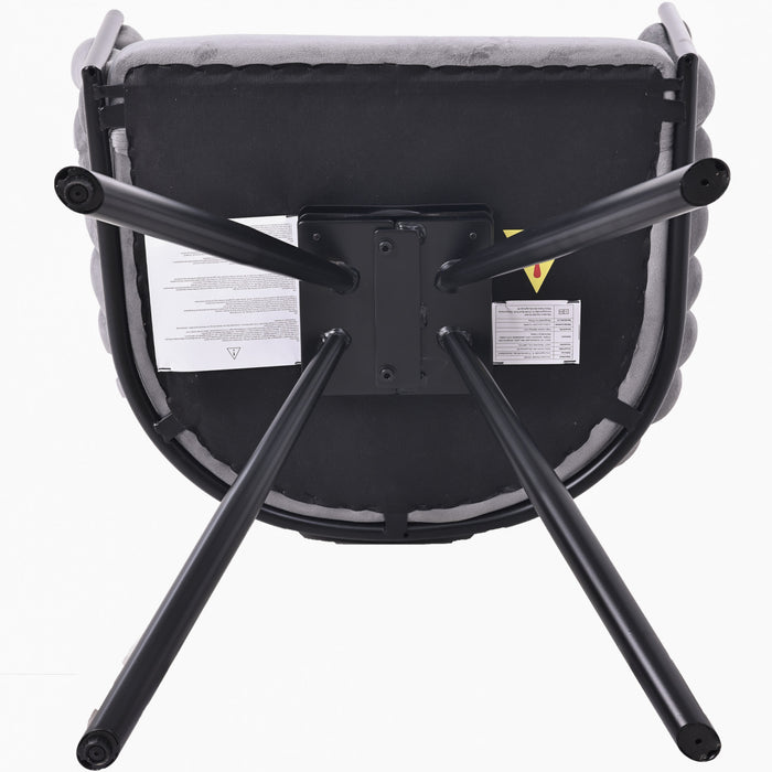 Amelia Velvet Swivel Dining Chairs with Tufted Upholstered and Metal Legs Set of 4, Grey