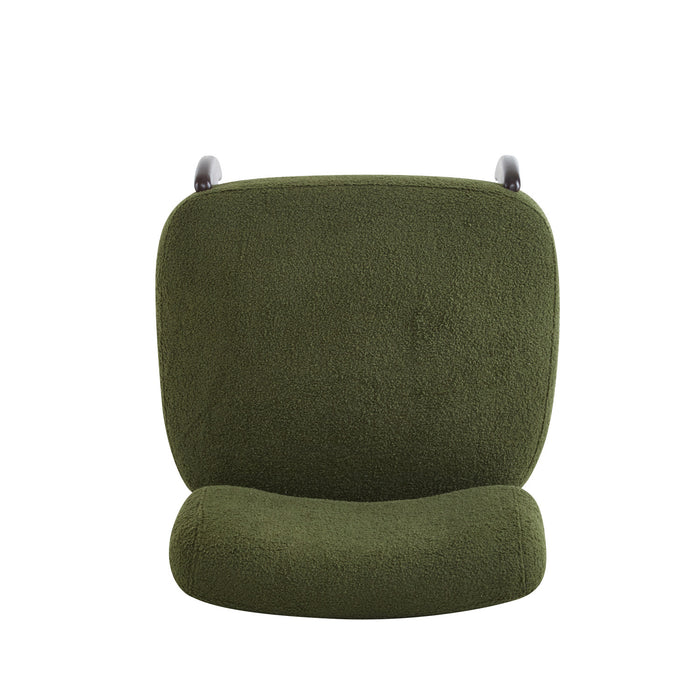 Coco Modern Boucle Lounge Chair with Solid Wood Frame, Green