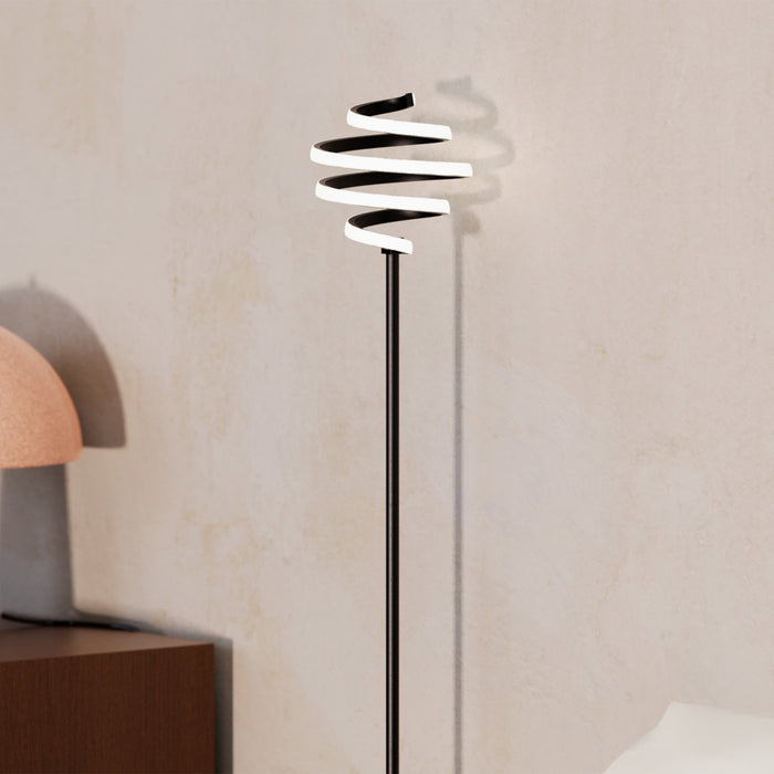 59\" Matte Black Spiral LED Floor Lamp