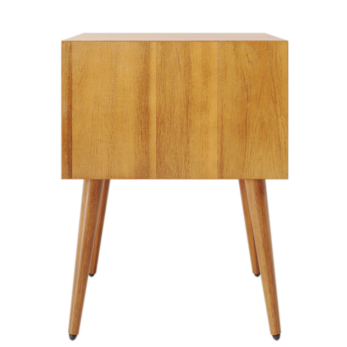 Emma Mid-Century Modern Nightstand with 2 Drawers,Natural