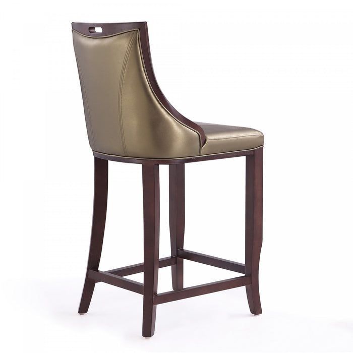 Emperor Traditional Wood Upholstered Barstool in Bronze - Set of 3