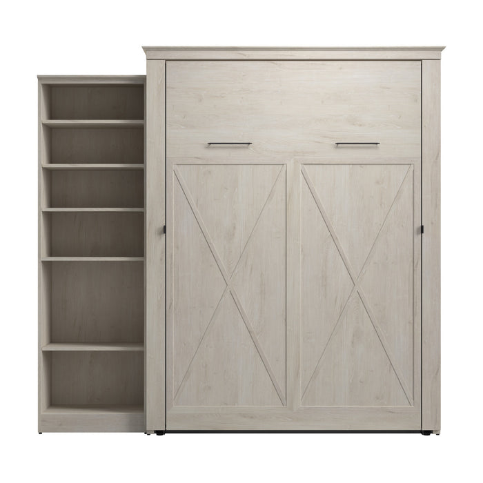 Bestar Key West Queen Murphy Bed with Closet Organizer (94 W) - Linen White Oak
