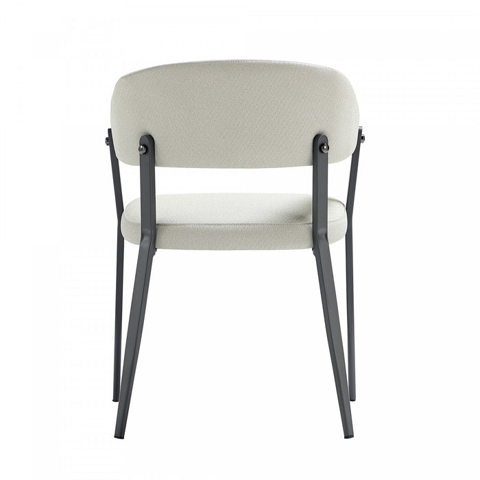 Belle Modern Metal Upholstered Dining Chair in Oatmeal - Set of 2