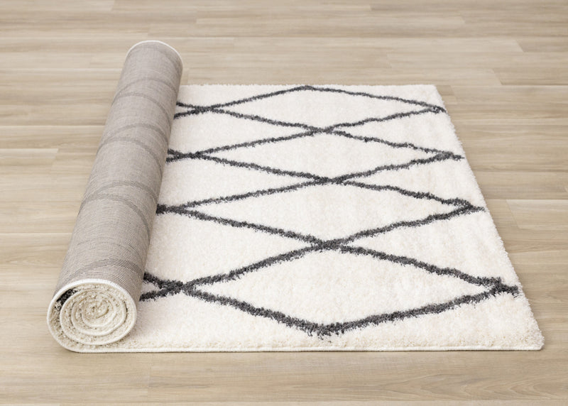 Fairmont White Grey Trellis Rug, 6'7\" x 9'10\" Indoor Area Rug