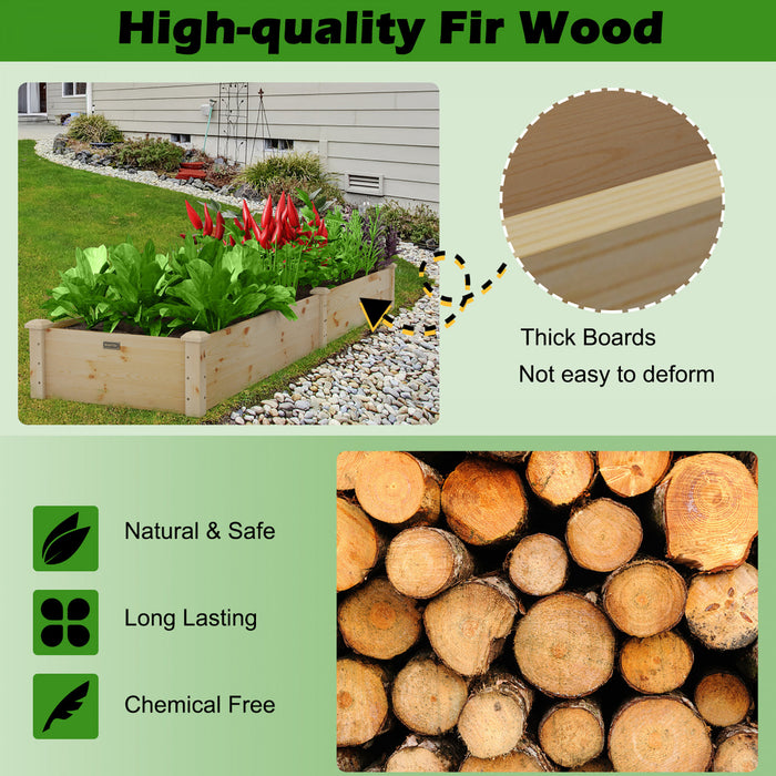Costway Wooden Raised Garden Bed Outdoor Wood Planter Box For Vegetables Flowers Fruit