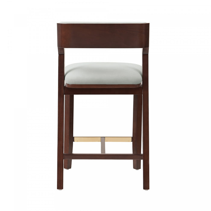 Patricia Modern Wood Upholstered Counter Stool in White Glacier Bar Stool