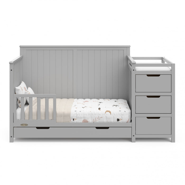 Graco Hadley 5-in-1 Convertible Crib and Changer with Drawer - Pebble Gray