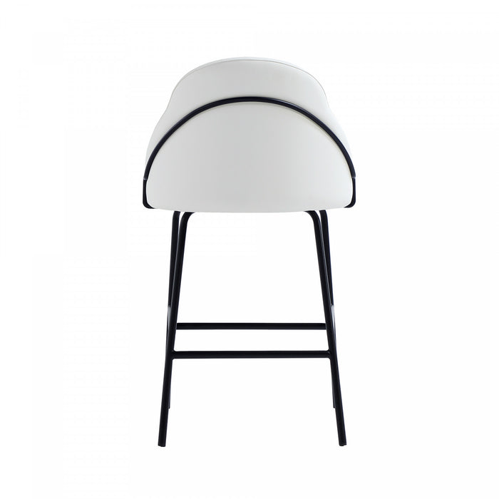 Gracie Modern Metal Upholstered Counter Stool in White and Black - Set of 3