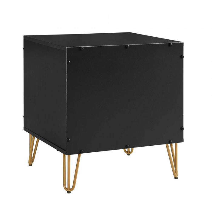 Dumbo Modern 20\" Fluted Nightstand in Black (1-Drawer)