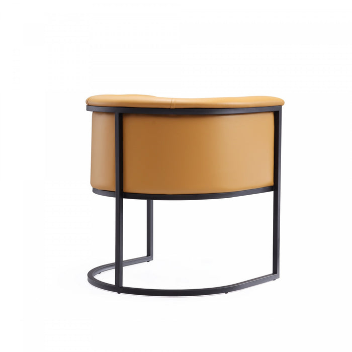 Cosmopolitan Mid-Century Modern Vegan Leather Metal Dining Chair in Camel - Set of 2