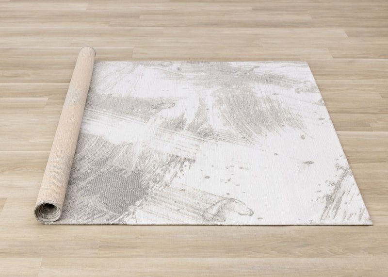 Kylie Soft Cream Taupe Brush Strokes Area Rug - 7'10\" x 10'10\"