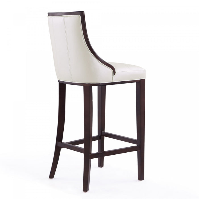 Fifth Avenue Traditional Wood Upholstered Barstool in Pearl White - Set of 3