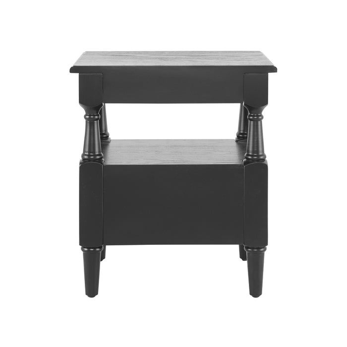 Aspen Nightstand Set of 2 with Drawers and Open Shelves, Black