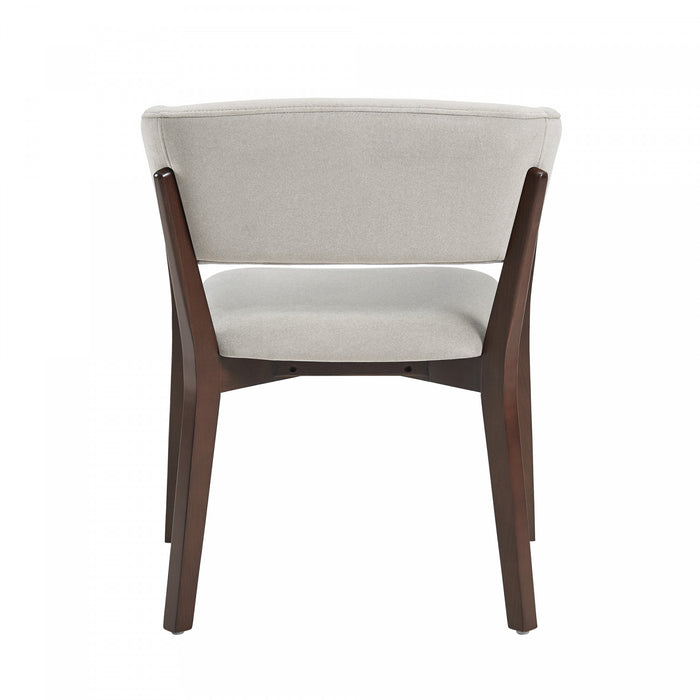 Blake Modern Faux Mohair Wood Armchair in Greige - Set of 2 Dining Chair