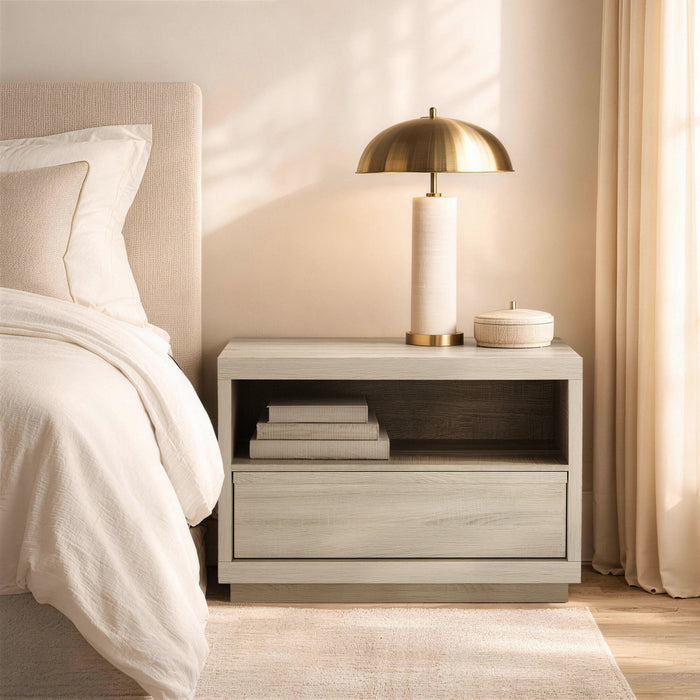 Navis Contemporary 32\" Nightstand in Whitewashed Oak (1-Drawer)