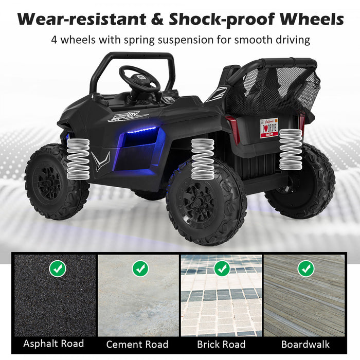Costway 12v 2-seater Kids Ride On Utv Rc Electric Vehicle Suspension With Lights & Music
