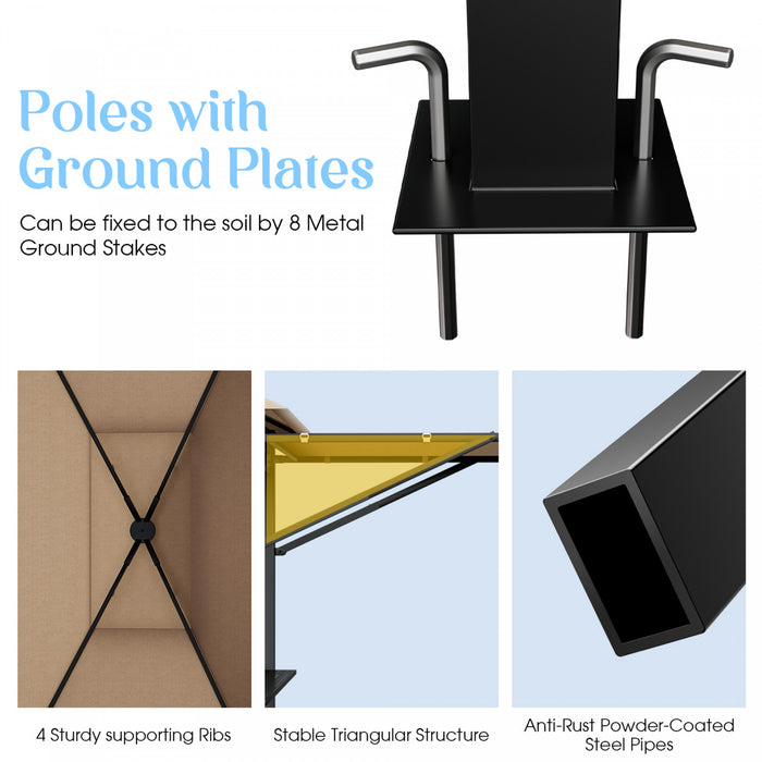 13.5' X 4' Patio Bbq Grill Gazebo Side Awnings Shelves 2-tier Canopy Outdoor