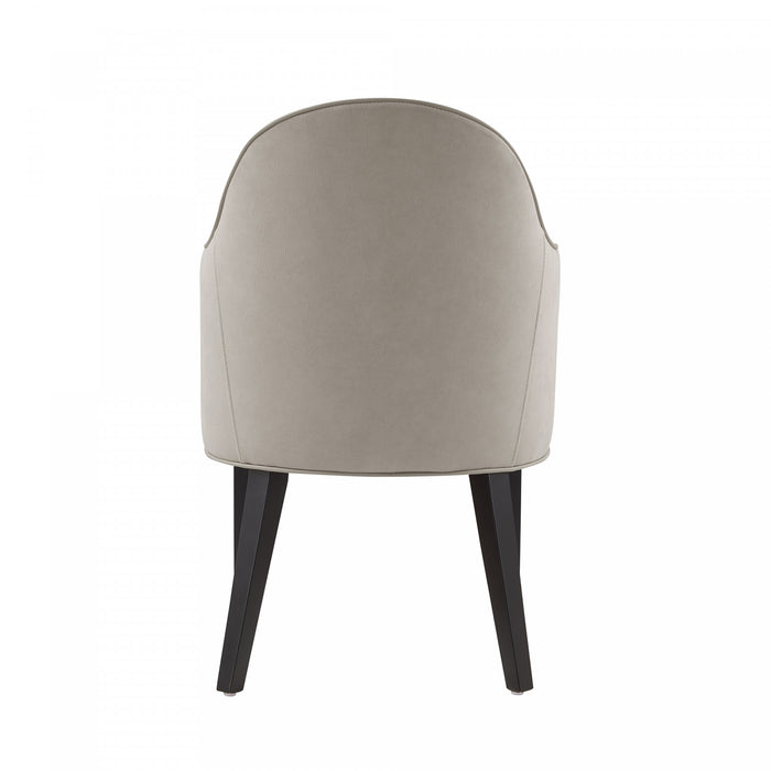 Hillman Modern Vegan Leather and Velvet Wood Armchair in Light Gray - Set of 2
