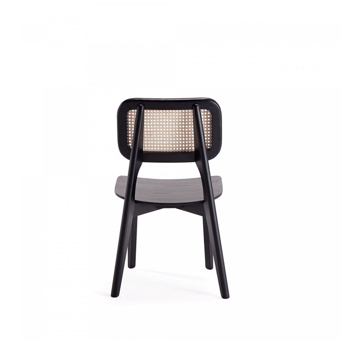 Versailles Industry Chic Wood Dining Chair in Black and Natural - Set of 4