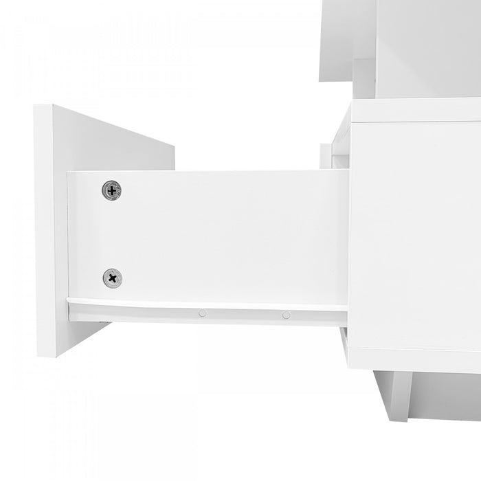 Lucas LED Coffee Table with Storage Drawers and Open Shelves,White