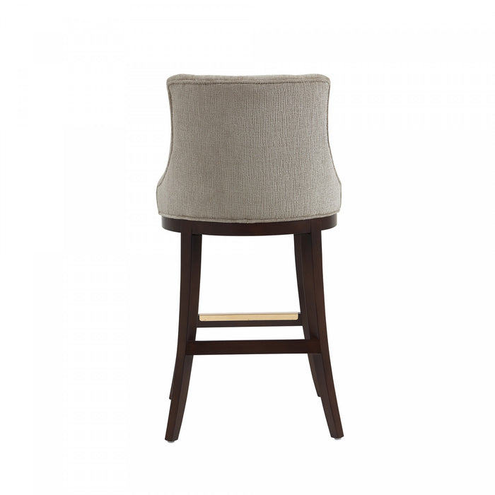 Lucia Modern Chenille Wood Upholstered Barstool in Taupe - Set of 3