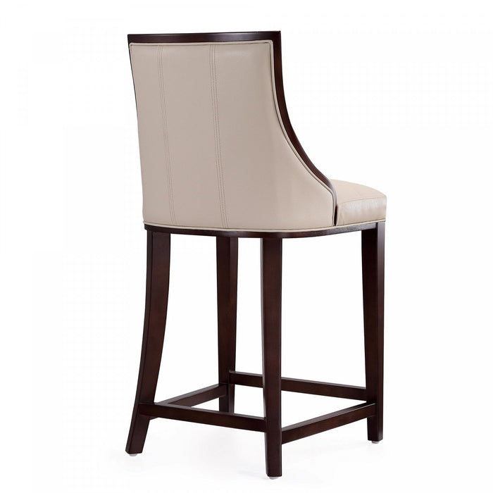 Fifth Avenue Traditional Wood Upholstered Counter Stool in Cream - Set of 2