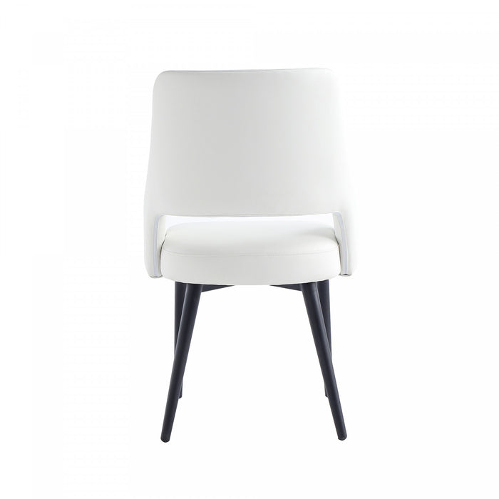 Tremont Modern Vegan Leather Metal Dining Chair in White - Set of 2