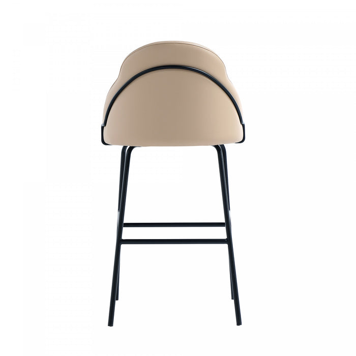 Gracie Modern Metal Upholstered Barstool in Tan and Black Bar Stool