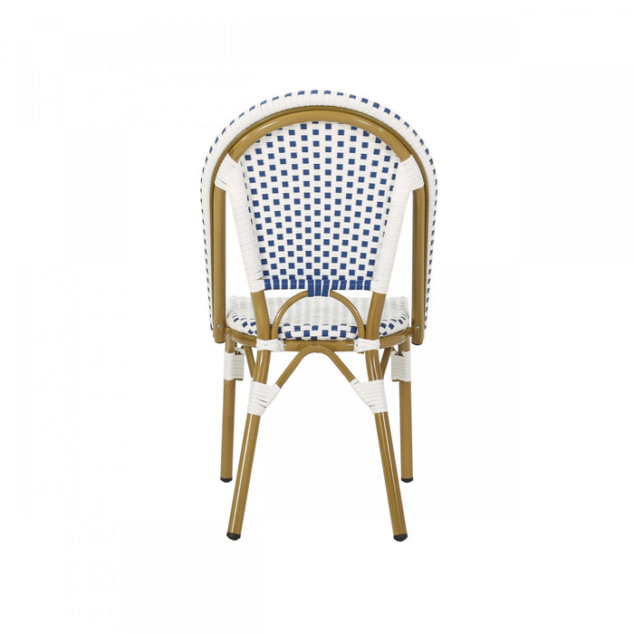 Julien Faux Ratten and Aluminum French Bistro Chairs, Set of 2 - Blue and White