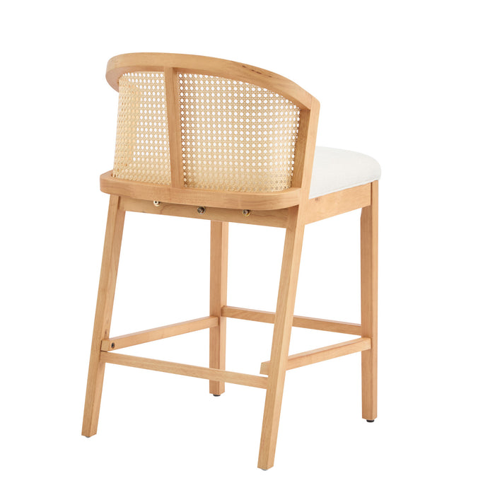 Tatti Rubber Wood Counter Stools with Cane Back Set of 2,Beige