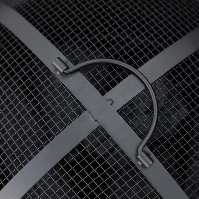 Outsunny 18\" Fire Pit Wood Burning Bowl With Spark Screen, Poker, Brown