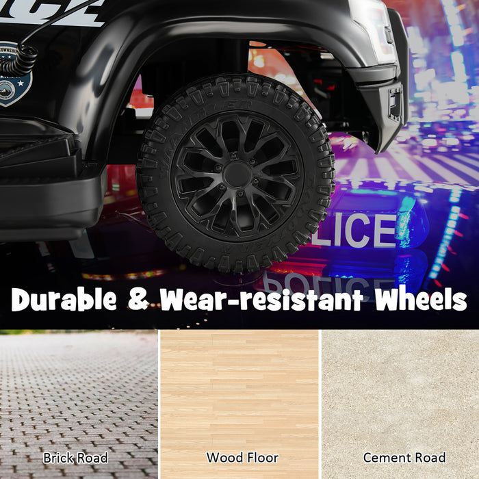 2-in-1 6v Kids Ride On Police Car Toddler Push Car W/ Megaphone & Siren Black