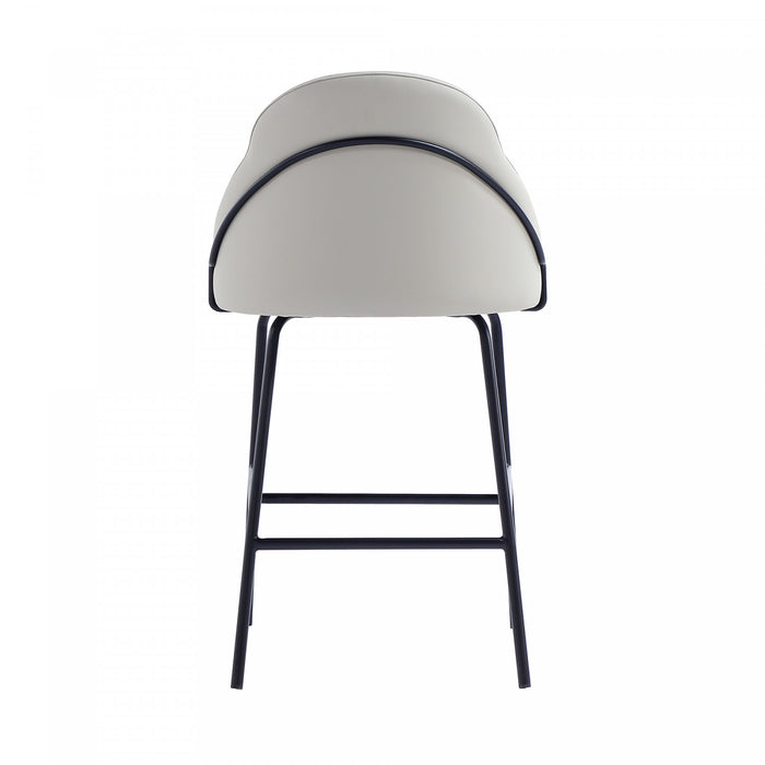 Gracie Modern Metal Upholstered Counter Stool in Stone Gray and Black - Set of 3
