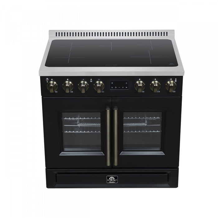 Forno Torino French Door 36 Inch Black Induction Range, 5.36 cu.ft. - FFSIN0950-36BLK Electric Range