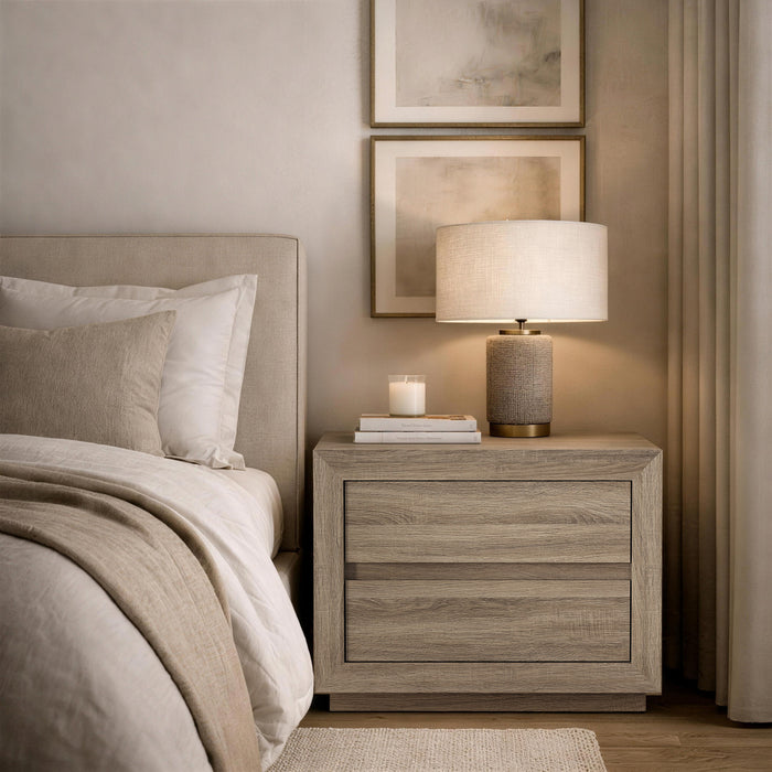 Soren Contemporary 32\" Nightstand in Natural Oak (2-Drawer)