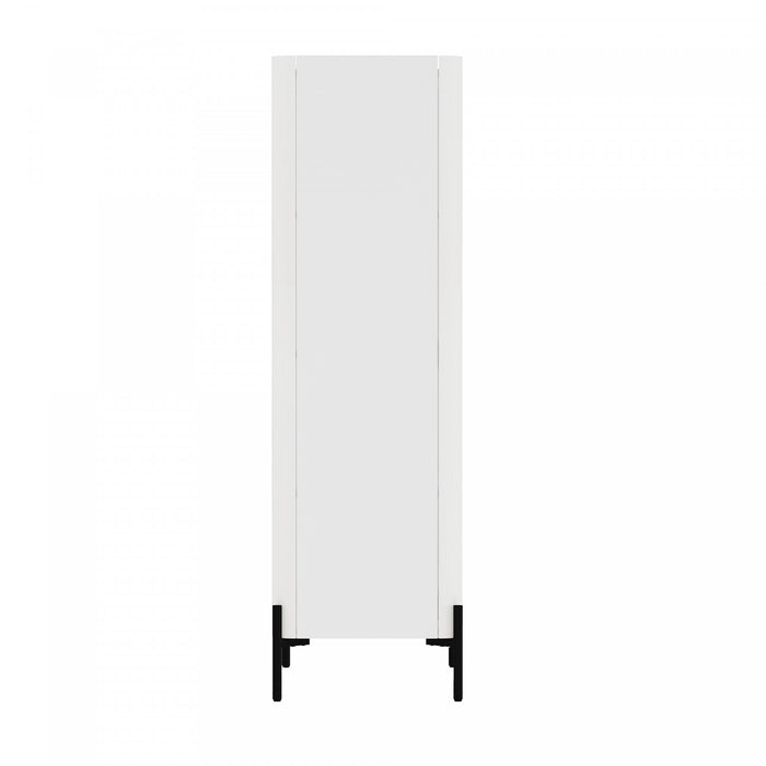 Abbey Modern 32\" Tempered Glass Bookcase Cabinet in White (4-Shelf)