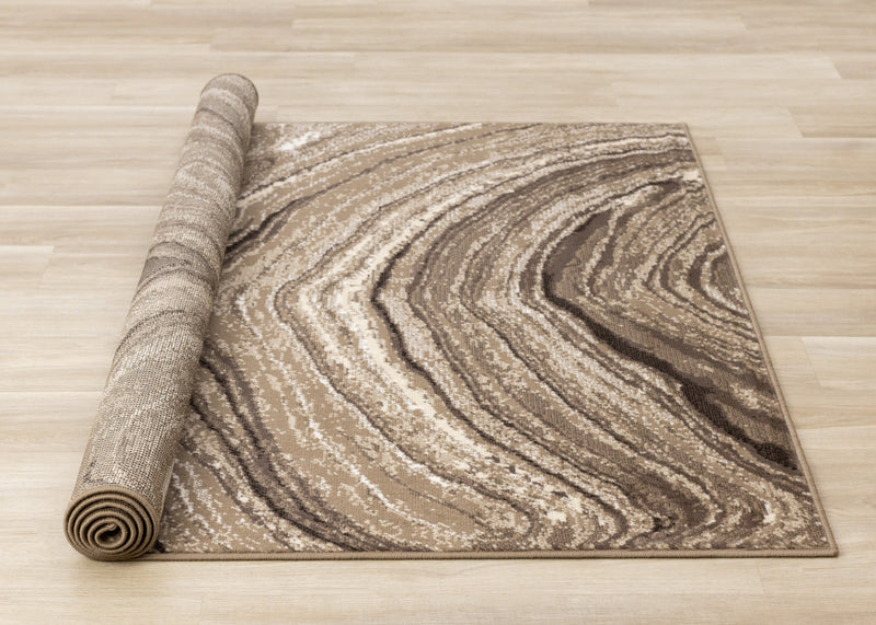 Forte Brown Cream Soothing Waves Area Rug - 7'9\" x 10'6\"