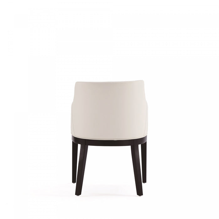 Gansevoort Modern Wood Vegan Leather Armchair in Ivory - Set of 2