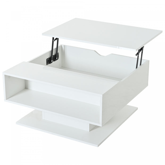 Ethan Coffee Table with Lift-Top and LED Lights,White