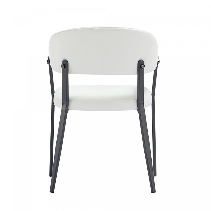 Belle Modern Metal Upholstered Dining Chair in White - Set of 2