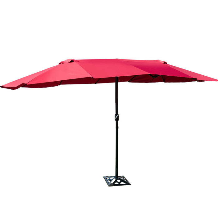 Costway 15' Market Outdoor Umbrella Double-Sided Twin Patio w/ Crank Wine