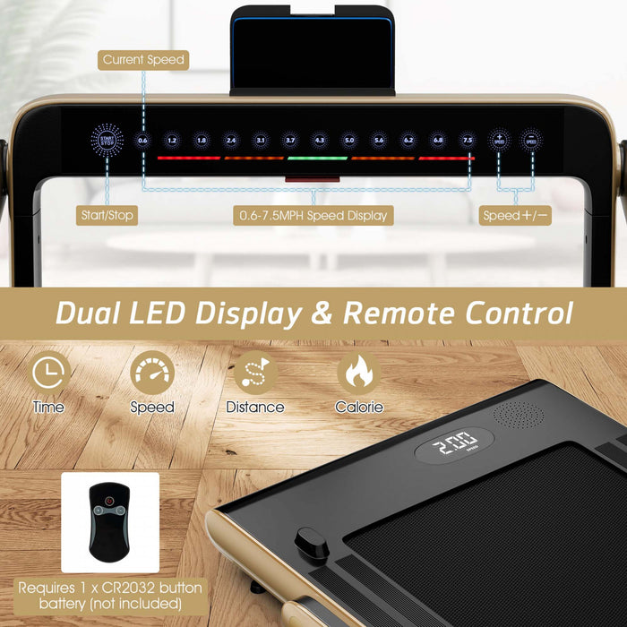 Superfit 2.25hp 2 In 1 Dual Display Folding Treadmill Jogging Machine W/app Control Yellow