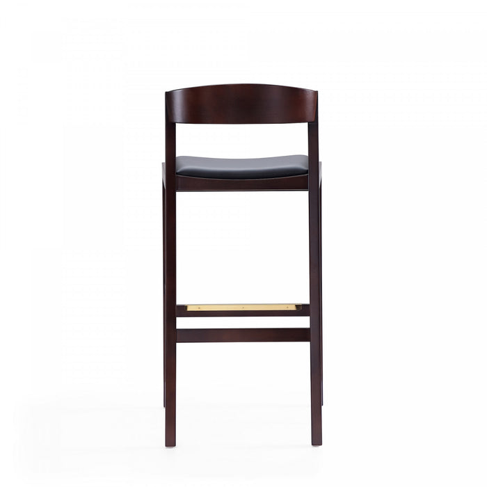 Klismos Mid-Century Modern Wood Upholstered Barstool in Black - Set of 3
